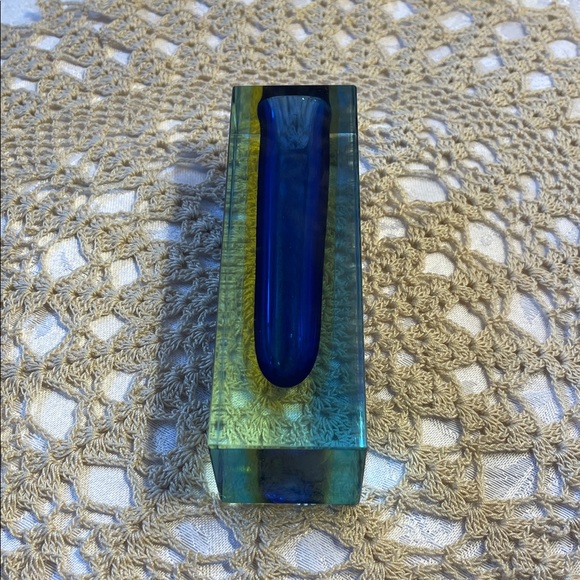 Vintage 1930’s Murano glass vase Blue & Gold Glass. - Picture 5 of 6